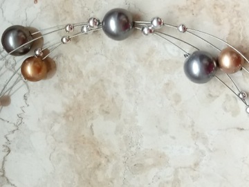 Y2k винтажное жемчужное колье, колье, металлический медный жемчуг на нитке в стиле бохо