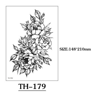 Tatuaż zmywalny róże damski tymczasowy kwiaty 6szt 21*14.8cm