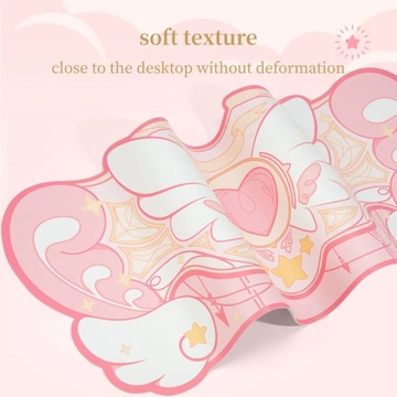 GeekShare Игровой коврик для мыши Kawaii с большими розовыми звездными крыльями