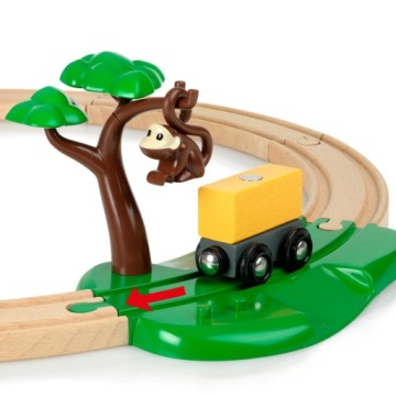 ДЕРЕВЯННЫЙ ПОДНОС BRIO WORLD, ФИГУРКА САФАРИ, ОБЕЗЬЯНА ЗЕБРА + АКСЕССУАРЫ