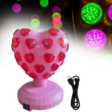 Disco Ball Lamp Compact Size RGB LED Strobe Light for Room pink love heart