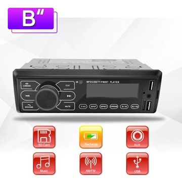 czarny styl Samochód 1DIN Radio Bluetooth EQ FM AUX TF USB MP3