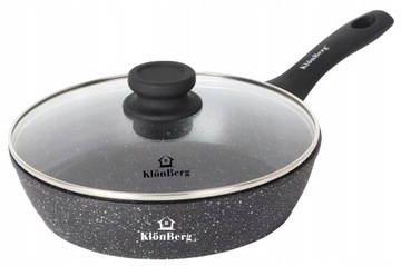 Czarna Patelnia Marmurowa z Pokrywką NON-STICK 30CM KLONBERG PREMIUM