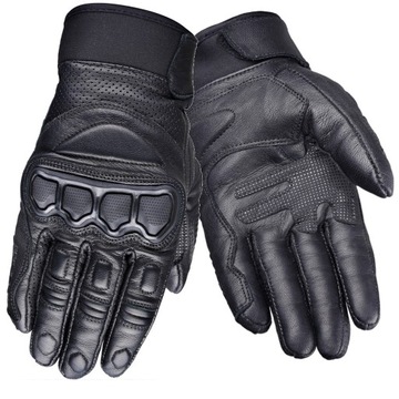 WOLF KRÓTKIE SKÓRZANE RĘKAWICE MOTOCYKLOWE STILO BLACK XL