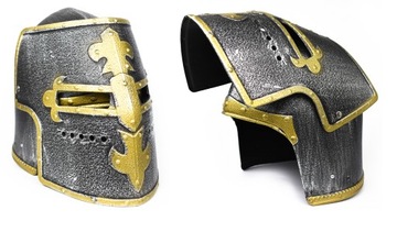 HEŁM Z PRZYŁBICĄ RYCERSKI PLASTIKOWY KOSTIUM STRÓJ PRZEBRANIE DLA DZIECKA