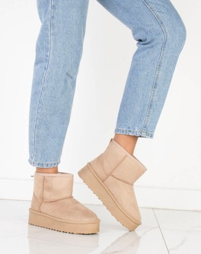 БЕЖЕВЫЕ БОТИНКИ НА УТЕПЛЕННОЙ ПЛАТФОРМЕ 41