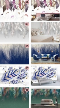 ФОТО ОБОИ ПЕРО ЦВЕТ ПАЛЬМОВЫЕ ЛИСТЬЯ ГРАФИКА