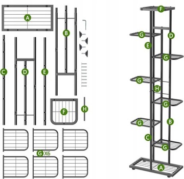 Металлическая цветочная площадь 8-этажного многоэтажного киоска для горшков растений цветы 8p
