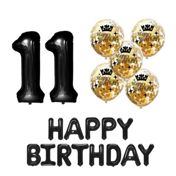ZESTAW balony HAPPY BIRTHDAY na 11 URODZINY 100 cm
