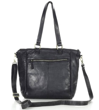 Skórzana torba damska vintage shopper miejski czarny - MARCO MAZZINI vs95a