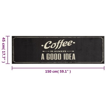vidaXL Кухонный ковер с надписью Coffee Word 45x150 см бархат