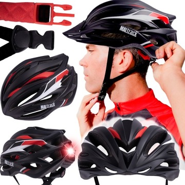 KASK ROWEROWY REGULOWANY 57-62 DAMSKI MESKI Z WENTYLACJĄ DASZKIEM LAMPKĄ
