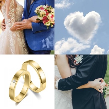 КО21 ЗОЛОТЫЕ ОБРУЧАЛЬНЫЕ КОЛЬЦА ЦИРКОНИЙ ПАРА СТАЛИ 316