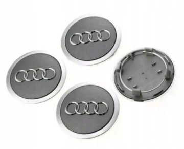 Audi 69 mm stříbrné 4 ks Komplet Dekielky Dekle Ráfky