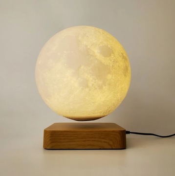 LAMPKA NOCNA STOŁOWA 3D KSIĘŻYC PŁYWAJĄCA MOON ŚWIECĄCY Z PODSTAWA 3 TRYBY