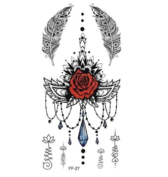 Мандала цветок водостойкая временная татуировка наклейка DIY черный большой цветок B