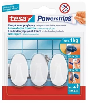 HACZYK TESA POWERSTRIPS 57533 BIAŁY OWAL 3 SZT