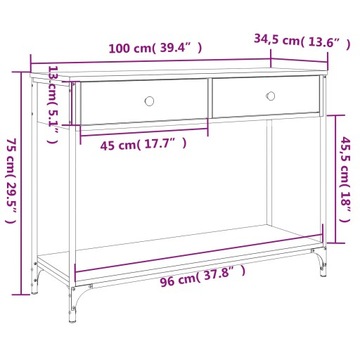 Консоль vidaXL Дуб Коричневый 100x34,5x75 см