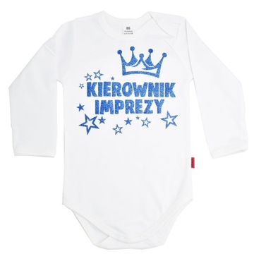 Body Kierownik Imprezy - niebieski brokat 68