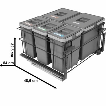 Сортировщик мусора SQUARE 60 с плавным закрыванием 2х15л 3х7л