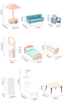 Набор современной мебели для кукольного домика, аксессуары для деревянных кукол XXL