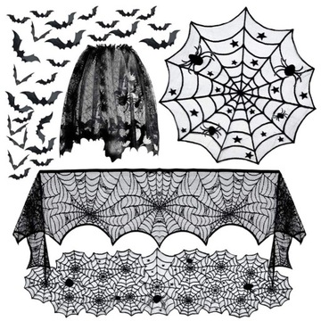 DEKORACJA HALLOWEEN pajęcza sieć obrus 20szt