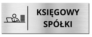 TABLICZKA NA DRZWI - KSIĘGOWY SPÓŁKI | 20x7 cm | srebrna