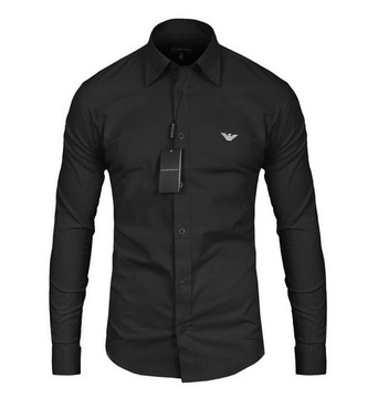 KOSZULA EMPORIO ARMANI SLIM FIT DOPASOWANA GŁADKA CZARNA