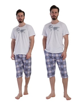 Piżama Męska bawełniana Vienetta 4XL duże rozmiary z krótkim rękawem +size