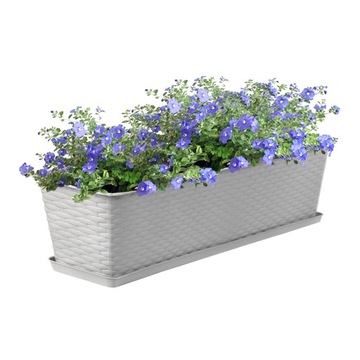 БАЛКОННАЯ ПОДСТАВКА ДЛЯ ЦВЕТОЧНОГО ЦВЕТА ПРЯМОУГОЛЬНЫЙ ПОДНОС 60см СЕРЫЙ РОТАНГ