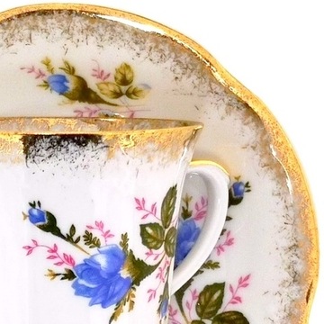 004 IMBRYK 1200 ml Złocona Niebieska Róża KAMELIA MALCER PORCELANA