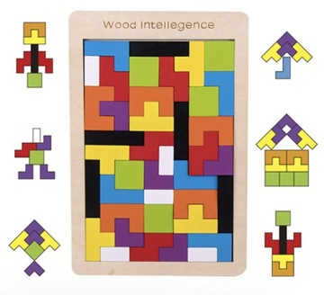 ДЕРЕВЯННЫЕ БЛОКИ ТЕТРИС-ПАЗЗЛ 40 ШТ. ТАНГРАМ