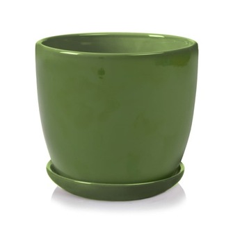 CERAMICZNA DONICZKA Z PODSTAWKIEM 15cm ZIELONA