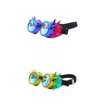 wkv-2x Rainbow Steampunk Goggles Kaleidoscope