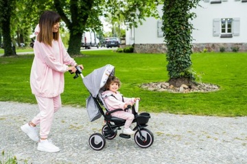 Трехколесный велосипед 5-в-1 — MoMi INVIDIA GREY — ВРАЩАЮЩАЯСЯ НА 360° КОРЗИНА