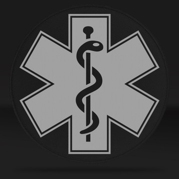 ЧЕРНАЯ СВЕТООТРАЖАЮЩАЯ НАШИВКА ESKULAP НА ЛИПУЧКЕ, 19,5 см