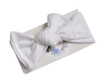 OPASKA bawełna SUPEŁ opaska z supełkiem noworodek wcześniak 33-36cm biała