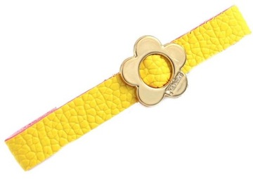 KLAMRA DO WŁOSÓW SKÓRZANA ŻÓŁTA - GOLD FLOWER