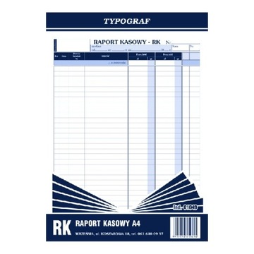 DRUK 01049 RAPORT KASOWY A4 TYPOGRAF