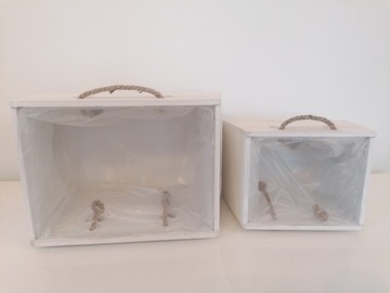 Белые деревянные ящики, 2 шт, с веревкой для цветочных коробок.