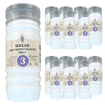 WKŁADY do ZNICZY 3 doby palenia OLEJOWE PAKIET x15