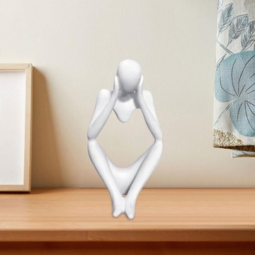 Абстрактный мыслитель, большая белая резная коллекционная вещь, работающая обеими руками.