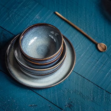 ЧАШКА КЕРАМИЧЕСКАЯ, СИНЯЯ, 14см, ГЛАДЕЛИГ, 4 ПРЕДМЕТА