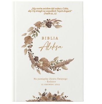 BIBLIA Prezent Chrzest Św PERSONALIZACJA Imię Boho