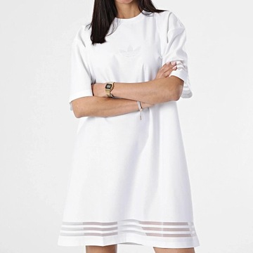 Adidas śliczna Sukienka nowa biala logo roz S/M