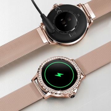 ЖЕНСКИЕ СМАРТ-ЧАСЫ КРАСИВЫЕ БРИЛЛИАНТЫ ROSEGOLD CALLS HEART RATE С 3 РЕМНЯМИ