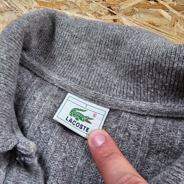 Sweter w Splot Wełniany LACOSTE Warkocz Wełna Męski Casual Nowy Model 7 XL