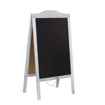 RETRO BIAŁY POTYKACZ DREWNIANY Z TABLICĄ KREDOWĄ 118x61 cm