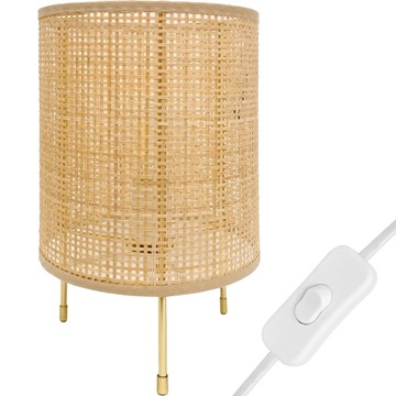 LAMPKA NOCNA BIURKOWA BAMBUSOWA ABAŻUR BOHO