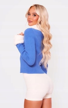 PRETTYLITTLETHING SWETER Z IMITACJĄ FUTRA M